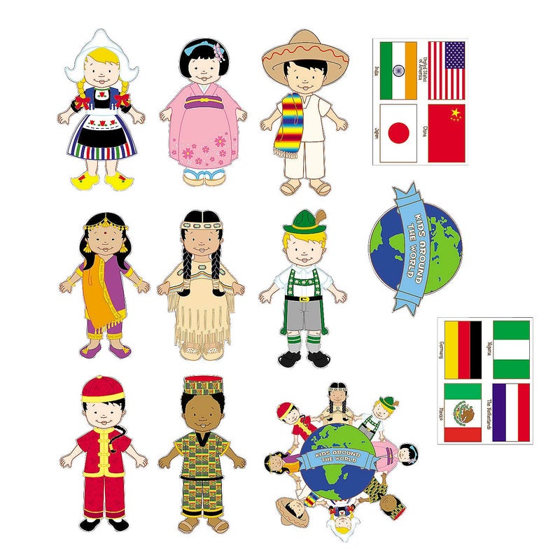 Multicultural Kids from Around The World - Set of 12 Diverse Cardboard Cutouts